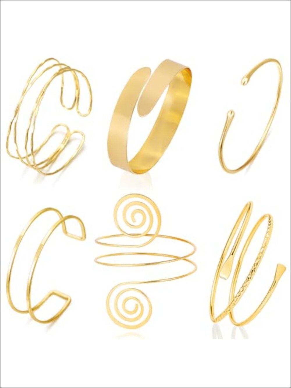 Gold Arm Cuff Bracelets Set Adjustable Open Cuff Stackable Jewelry for Women